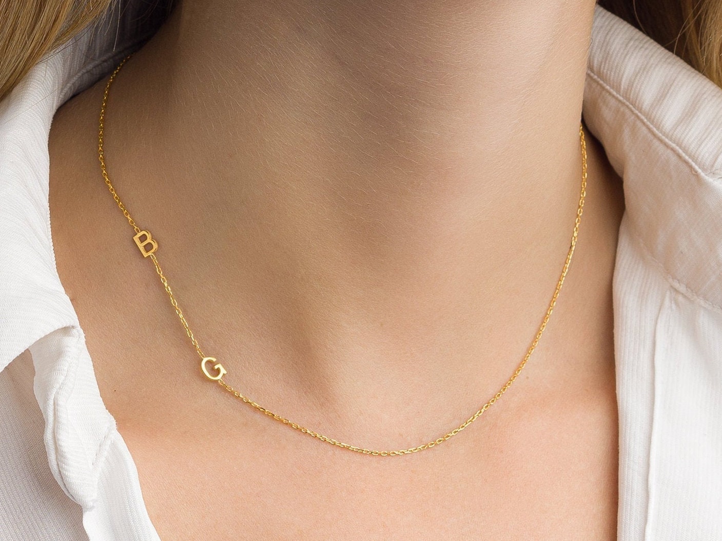 sterling Silber Initial Halskette Personalisierte Buchstabe Monogramm von GoldAndPieces