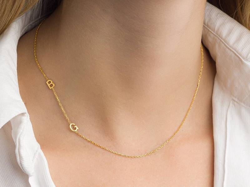 sterling Silber Initial Halskette Personalisierte Buchstabe Monogramm von GoldAndPieces