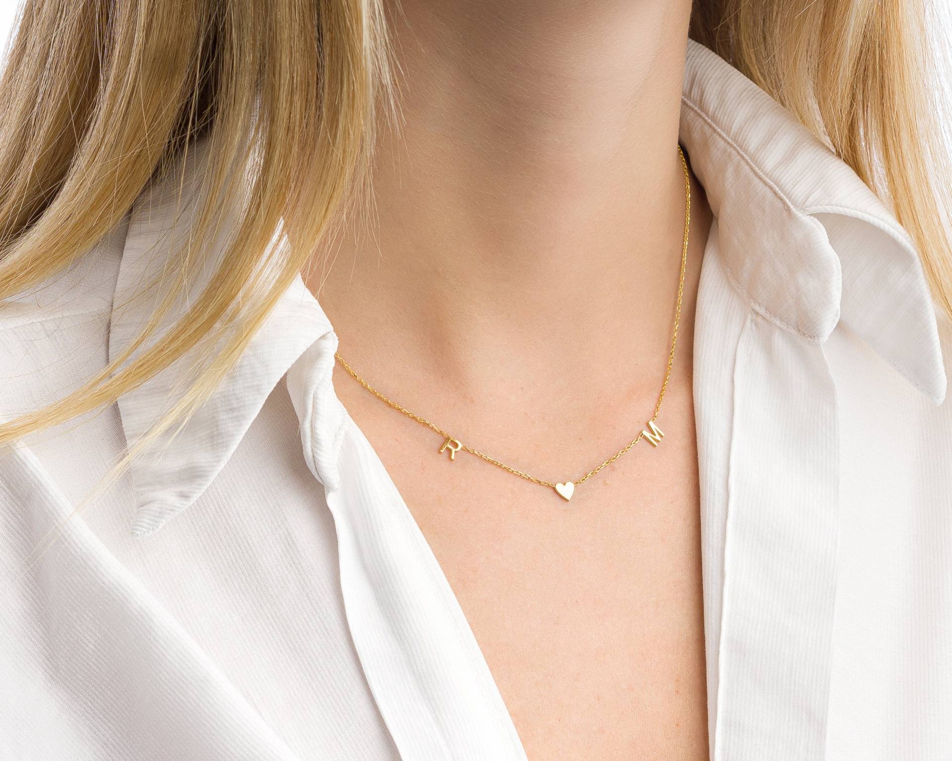 sterling Silber Initial Halskette Personalisierter Buchstaben Anhänger von GoldAndPieces