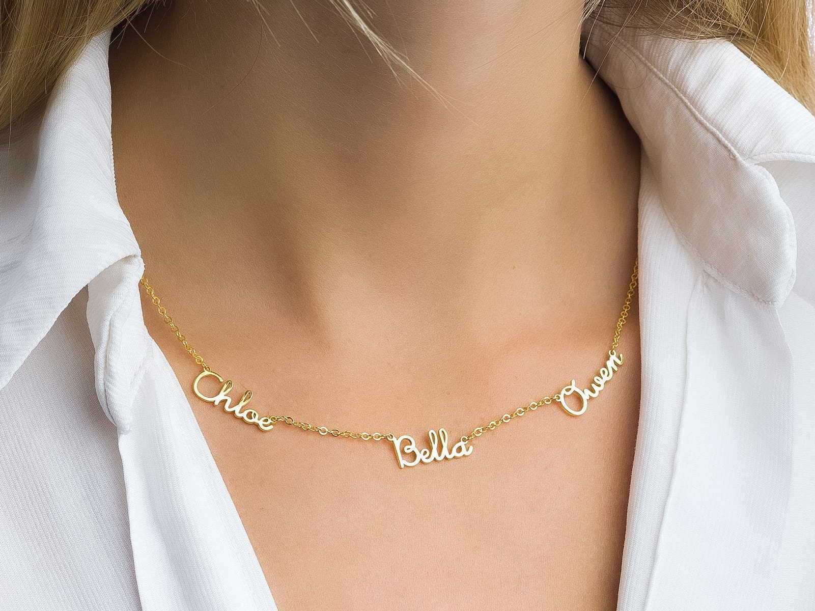 sterling Silber Mehrere Namen Halskette Personalisierte Mutter Geschenk von GoldAndPieces