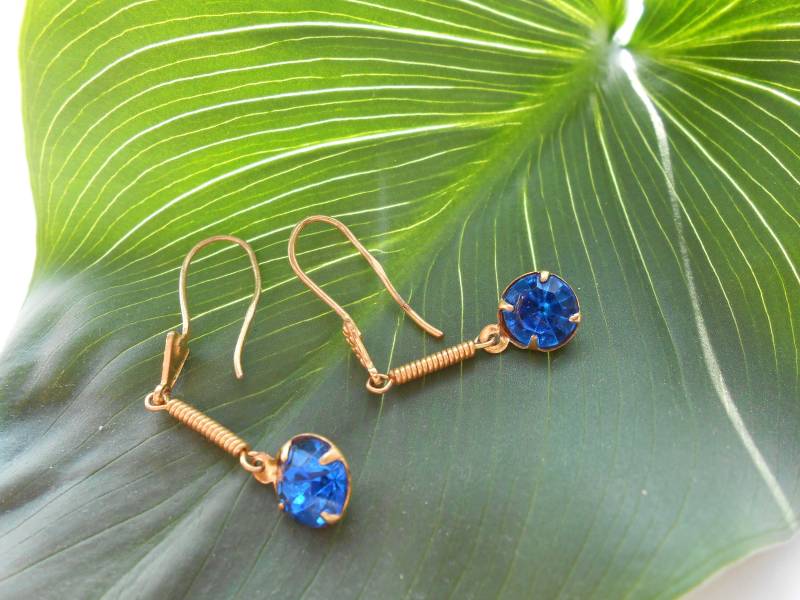 Ohrringe Blue Stonetenderness Shining 1980Er Jahre von GoldAnt