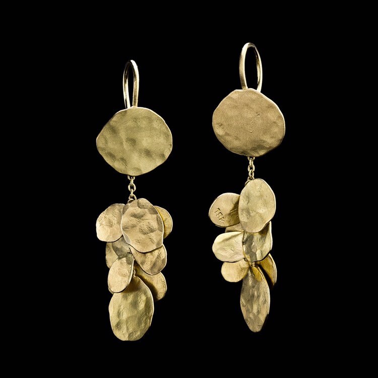 18K Solid Gold Fallende Blätter Ohrringe, Cluster Fine Jewelry von GoldArtJewelry