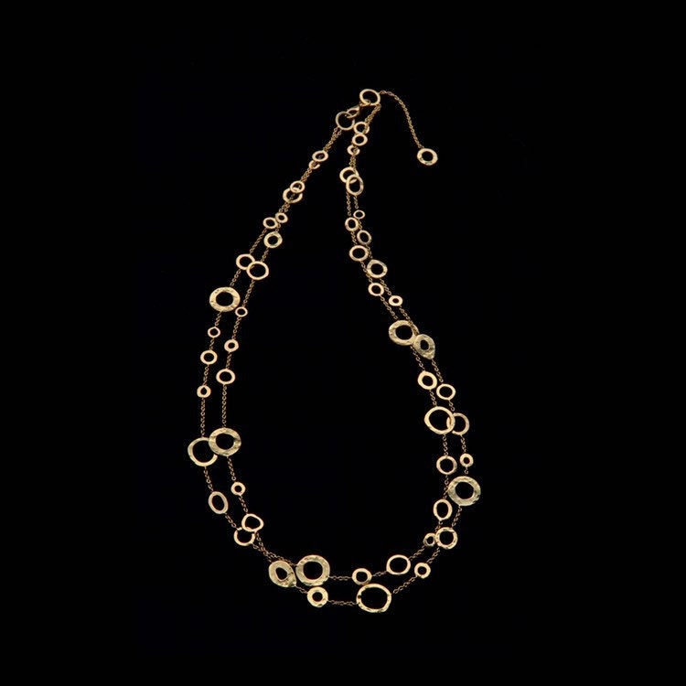 18K Solid Gold Halskette, Zarte & Reich Verschiedene Größe Gehämmert Creolen, Feinen Schmuck, Handgefertigt, Exklusives Design von GoldArtJewelry