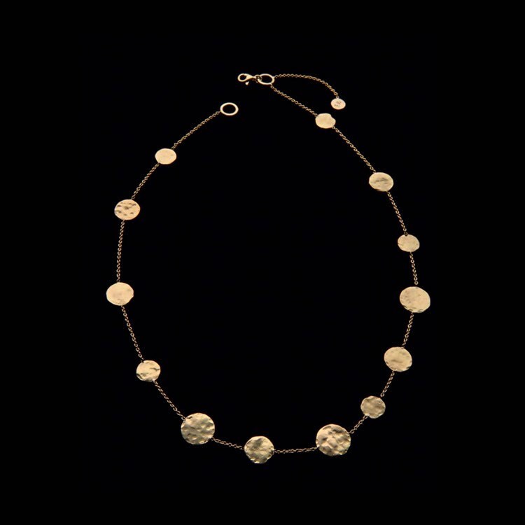 18K Solide Gold Gehämmert Münze Halskette, Unterschiedlich Große Goldmünzen Zarte Feinen Schmuck von GoldArtJewelry