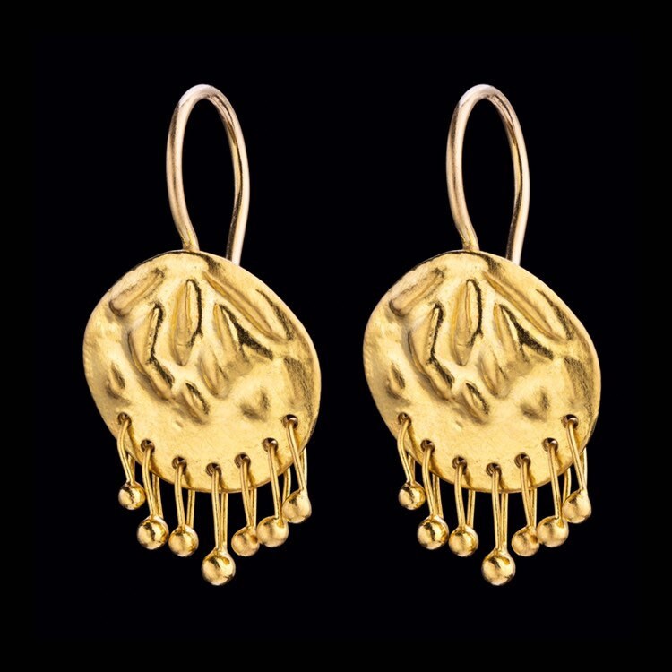 22K Massive Gold Vintage Style Ohrringe, Schöne Mobile Feiner Schmuck von GoldArtJewelry