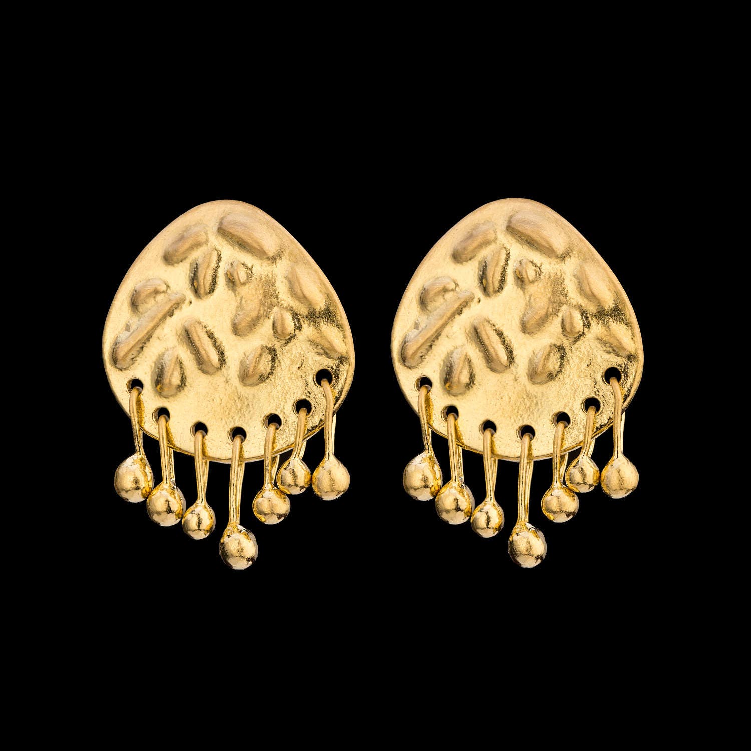 22K Massive Gold Vintage Style Ohrringe, Schöne Ohrstecker Mit Beweglichen Goldtropfen, Feiner Schmuck von GoldArtJewelry