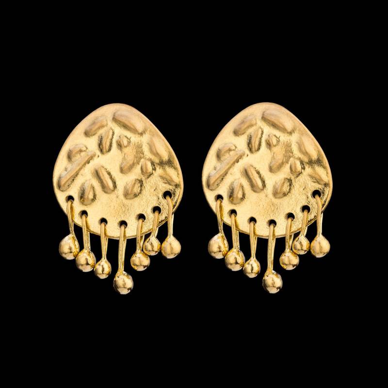 22K Massive Gold Vintage Style Ohrringe, Schöne Ohrstecker Mit Beweglichen Goldtropfen, Feiner Schmuck von GoldArtJewelry