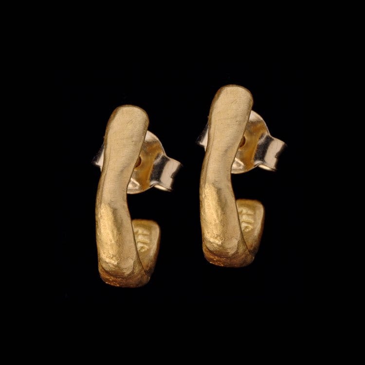 Ohr Verpackung 22 K Solid Gold Ohrringe, Halbmond Chunky Halb Creolen, Jeden Tag Ohrringe von GoldArtJewelry