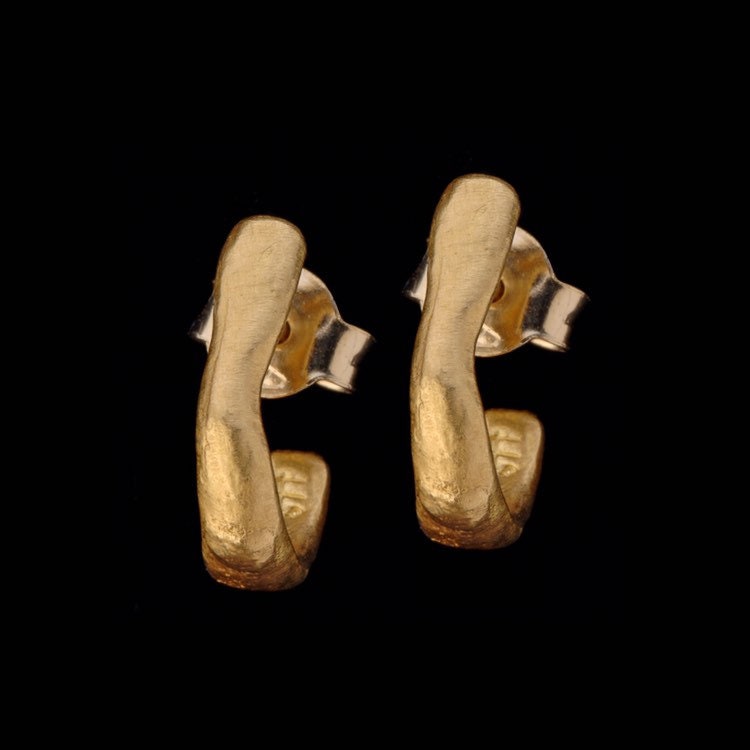 Ohr Verpackung 22 K Solid Gold Ohrringe, Halbmond Chunky Halb Creolen, Jeden Tag Ohrringe von GoldArtJewelry