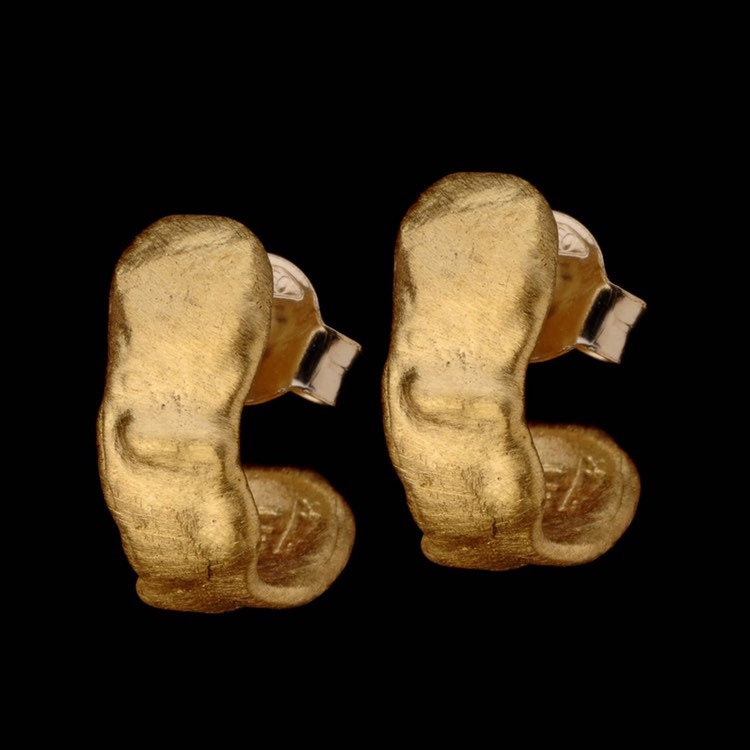 Ohr Verpackung 22 K Solid Gold Ohrringe, Halbmond Chunky Halb Creolen, Jeden Tag Ohrringe von GoldArtJewelry