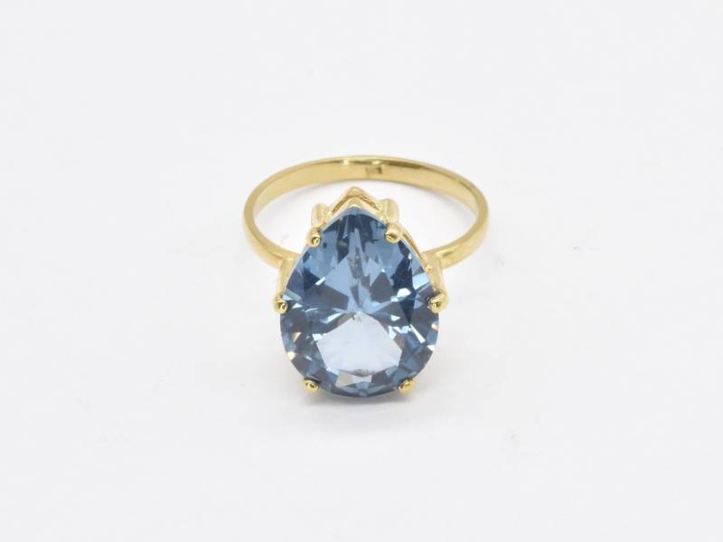 Gold Aquamarin Ring, Erstellt Blau Blaue Teardrop Gold-statement-Ring, Blauer Edelstein Von Adina von GoldByAdina