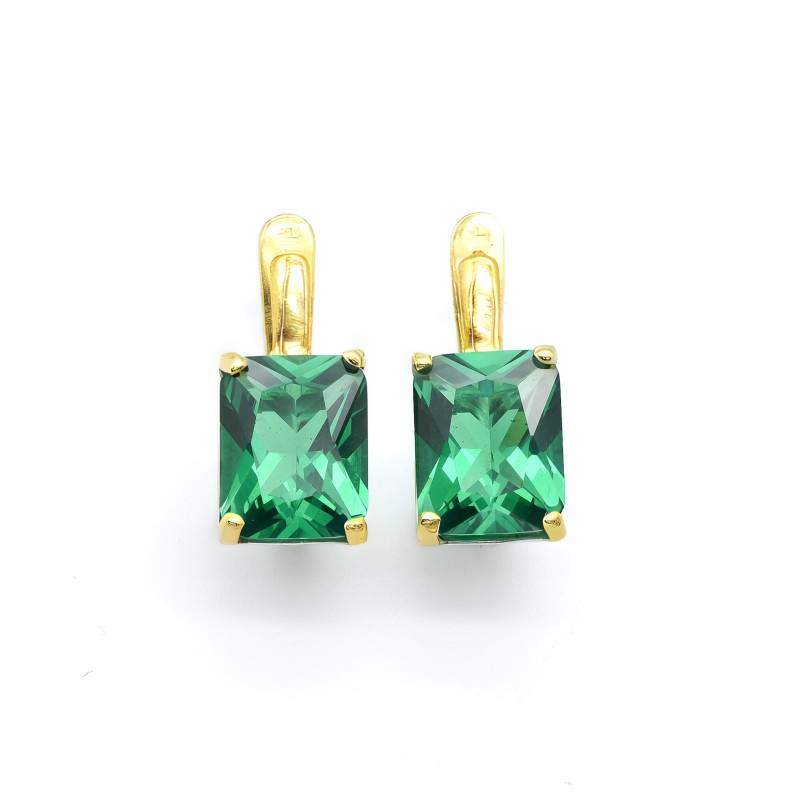 Gold Smaragd Ohrringe, Quadrat Erstellt Smaragd, Ohrstecker, Cut Vermeil 18K Stud von GoldByAdina