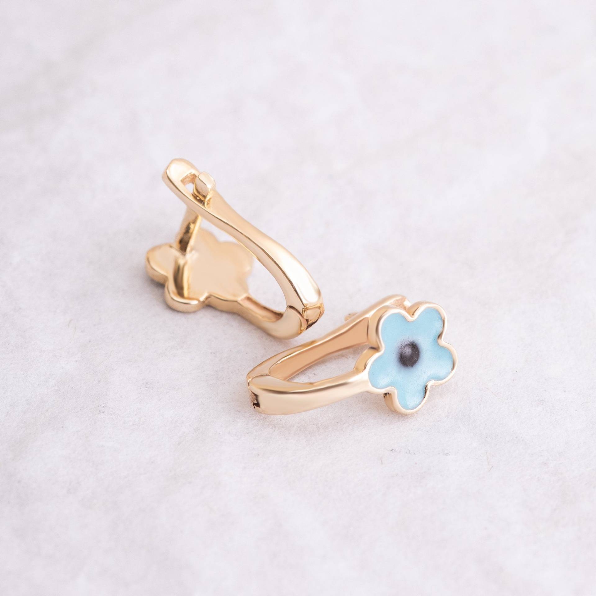 14K 18K Echte Gold Blume Emaille Ohrringe, Mehrfarbige Blüten Ohrringe Für Mädchen, Ohrring Ist Ein Perfektes Geschenk Kleinkinder von GoldByHeart