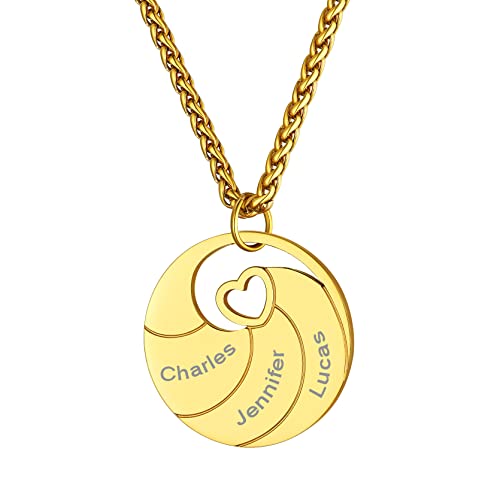 GoldChic Anpassbare Familiensbaum Namenskette mit 4 Namen Gravur 18K Vergoldet Lebensbaum BFF Kette mit 56cm+5cm Halskette Geschenk für Weihnachten Geburtstag Muttertag von GOLDCHIC JEWELRY