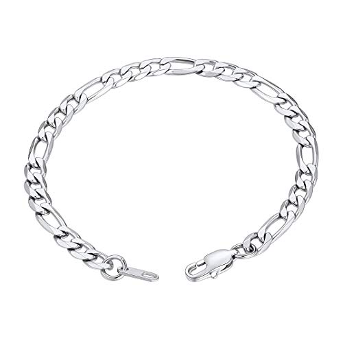 GOLDCHIC JEWELRY Edelstahl Figaro Armband Klassische Herren Armband in Breit 6/9MM, Edelstahl Figaro Armband mit Silber/Gold 2 Farben in 19/21 CM，Perfeckt Geschenk für Herren/Damen von GoldChic