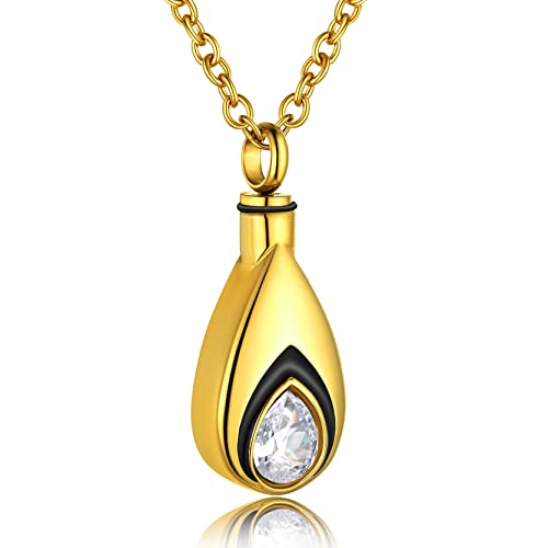 GoldChic Asche Urnen Anhänger Halskette 316L Edelstahl Tropfenförmiger Memorial Schmuck Asche Urnen Andenken Halskette mit Geburtsstein 18K Vergoldet 51cm+5cm lang Urnen Halskette für Memorial GoldChic Asche Urnen Anhänger Halskette 316L Edelstahl Tropfenförmiger Memorial Schmuck Asche Urnen Andenken Halskette mit Geburtsstein 18K Vergoldet 51cm+5cm lang Urnen Halskette für Memorial von GoldChic