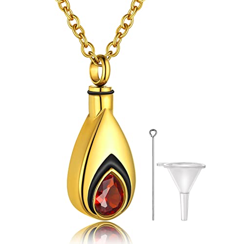 GoldChic Asche Urnen Anhänger Halskette 316L Edelstahl Tropfenförmiger Memorial Schmuck Asche Urnen Andenken Halskette mit Geburtsstein 18K Vergoldet 51cm+5cm lang Urnen Halskette für Memorial GoldChic Asche Urnen Anhänger Halskette 316L Edelstahl Tropfenförmiger Memorial Schmuck Asche Urnen Andenken Halskette mit Geburtsstein 18K Vergoldet 51cm+5cm lang Urnen Halskette für Memorial von GoldChic