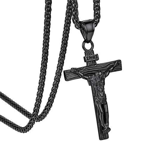 GoldChic Herren Damen Halskette mit Kreuzanhänger Edelstahl Halskette mit Jesus Kreuz Anhänger Schwarz Jesus Kruzifix Anhänger mit 66cm Ketten Klassisch Kreuzanhänger für Männer Frauen GoldChic Herren Damen Halskette mit Kreuzanhänger Edelstahl Halskette mit Jesus Kreuz Anhänger Schwarz Jesus Kruzifix Anhänger mit 66cm Ketten Klassisch Kreuzanhänger für Männer Frauen von GoldChic