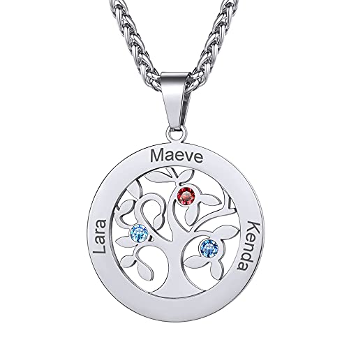 GoldChic Rund Lebensbaum Halskette für Damen Frauen Edelstahl Personalierte Zirkonia Namenskette mit Baum des Lebens Anhänger Halskette Geschenke für Paar Mutter von GOLDCHIC JEWELRY