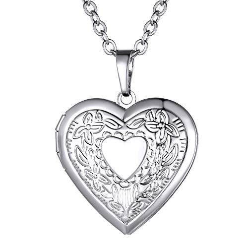 Kupfer Damen Halskette Herz Medaillon mit Bild zum aufklappen Silberfarbe Herzanhänger Halskette Kettenanhänger für Damen Mädchen Kupfer Damen Halskette Herz Medaillon mit Bild zum aufklappen Silberfarbe Herzanhänger Halskette Kettenanhänger für Damen Mädchen von GoldChic