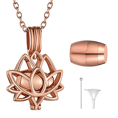 GoldChic Memorial Urne Kette für Asche mit Anhänger Urne in Lotusform zu Öffnen Rosegold Lotusförmige Asche Urnen Bar Anhänger für immer in Herzen Andenken Kette mit 51cm+5cm Kette GoldChic Memorial Urne Kette für Asche mit Anhänger Urne in Lotusform zu Öffnen Rosegold Lotusförmige Asche Urnen Bar Anhänger für immer in Herzen Andenken Kette mit 51cm+5cm Kette von GOLDCHIC JEWELRY