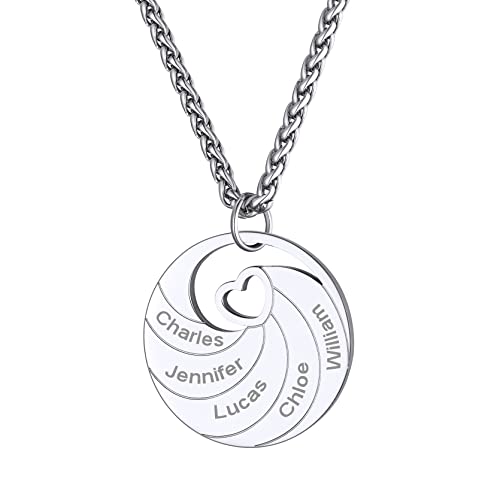 GoldChic Personalisierte Familiensbaum Namenskette mit 4 Namen Gravur Edelstahl Lebensbaum Anhänger BFF Kette für Weihnachten Geburtstag Muttertag von GoldChic