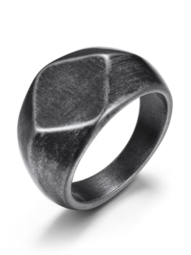 GoldChic Simple Damen Herren Fingerring 13mm breit Edelstahl Schlichter Siegelring für Frauen Männer Vintage Gravur Freundschaftsring Trauring Ringgröße 62.1(20) von GoldChic