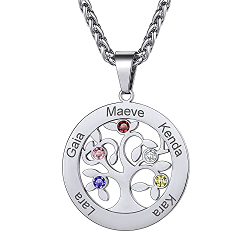 GoldChic Rund Lebensbaum Halskette Damen Frauen Edelstahl Personalierte Zirkonia Namenskette mit Baum des Lebens Anhänger Halskette Geschenke für Paar Mutter von GOLDCHIC JEWELRY