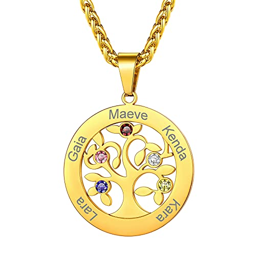 GoldChic Personalisierte Namenskette mit Lebensbaum Anhänger Damen Frauen Rund Zirkonia Familiensbaum Halskette mit Name/Textgravur in Gold Geschenke für Weihnachten Muttertag GoldChic Personalisierte Namenskette mit Lebensbaum Anhänger Damen Frauen Rund Zirkonia Familiensbaum Halskette mit Name/Textgravur in Gold Geschenke für Weihnachten Muttertag von GOLDCHIC JEWELRY