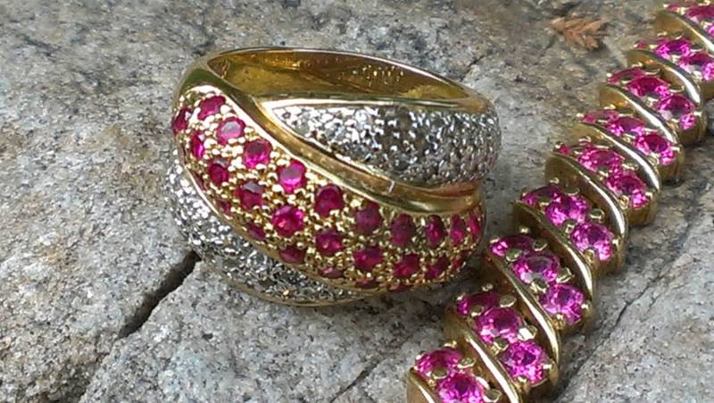 sterling Silber Ring Mit Gold-Overlay, Ringgröße 18 Und Armband von GoldCoastAntique