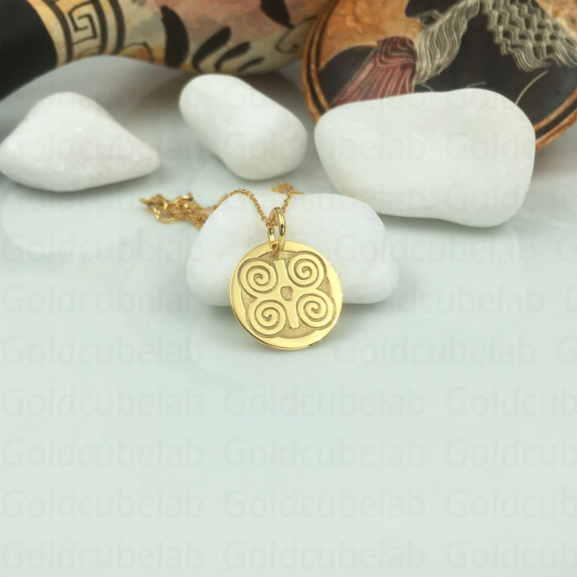 Echte 14K Massivgold Dwemminnen-Halskette, Personalisierter Dwemminnen-Anhänger, Akofena Adinkra Symbol, Stärke & Demut Ghana Schmuck von GoldCubeLab