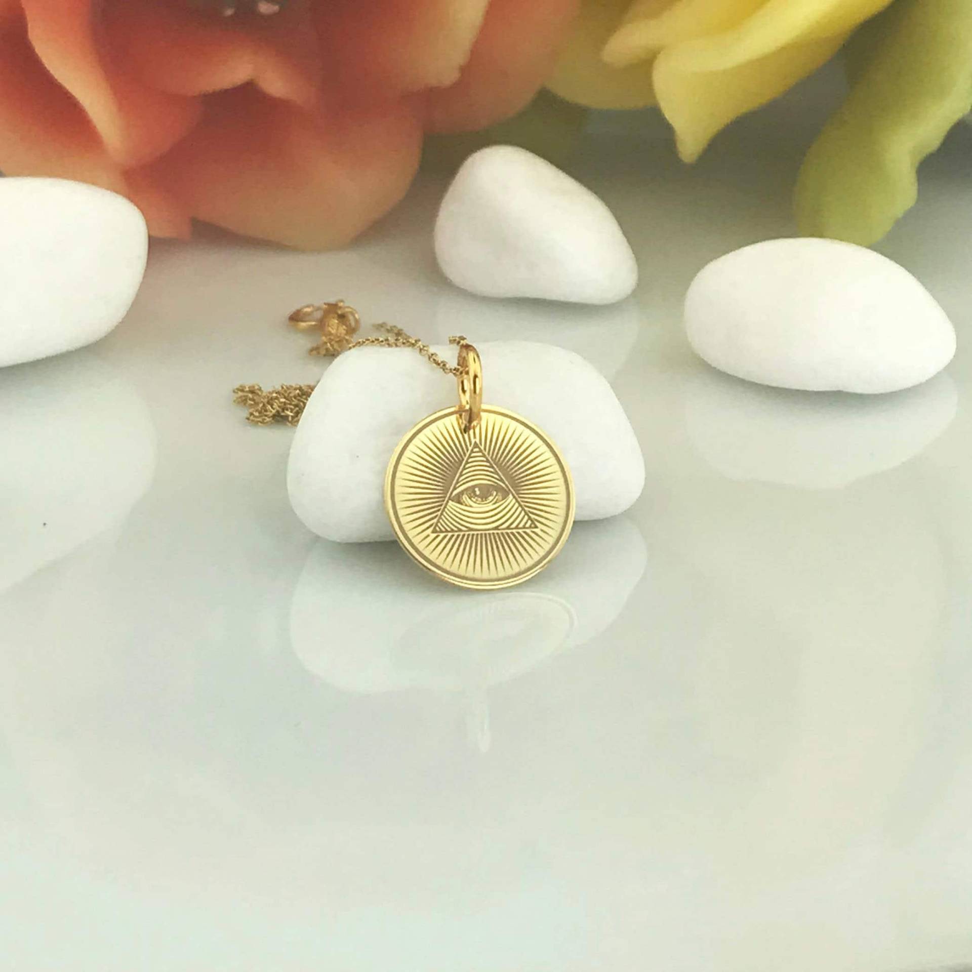 Echte 14K Solid Gold Auge Gottes Halskette, Personalisierte Anhänger, Alles Sehende Charme, Das Der Vorsehung Schmuck, Symbol Echte 14K Solid Gold Auge Gottes Halskette, Personalisierte Anhänger, Alles Sehende Charme, Das Der Vorsehung Schmuck, Symbol von GoldCubeLab