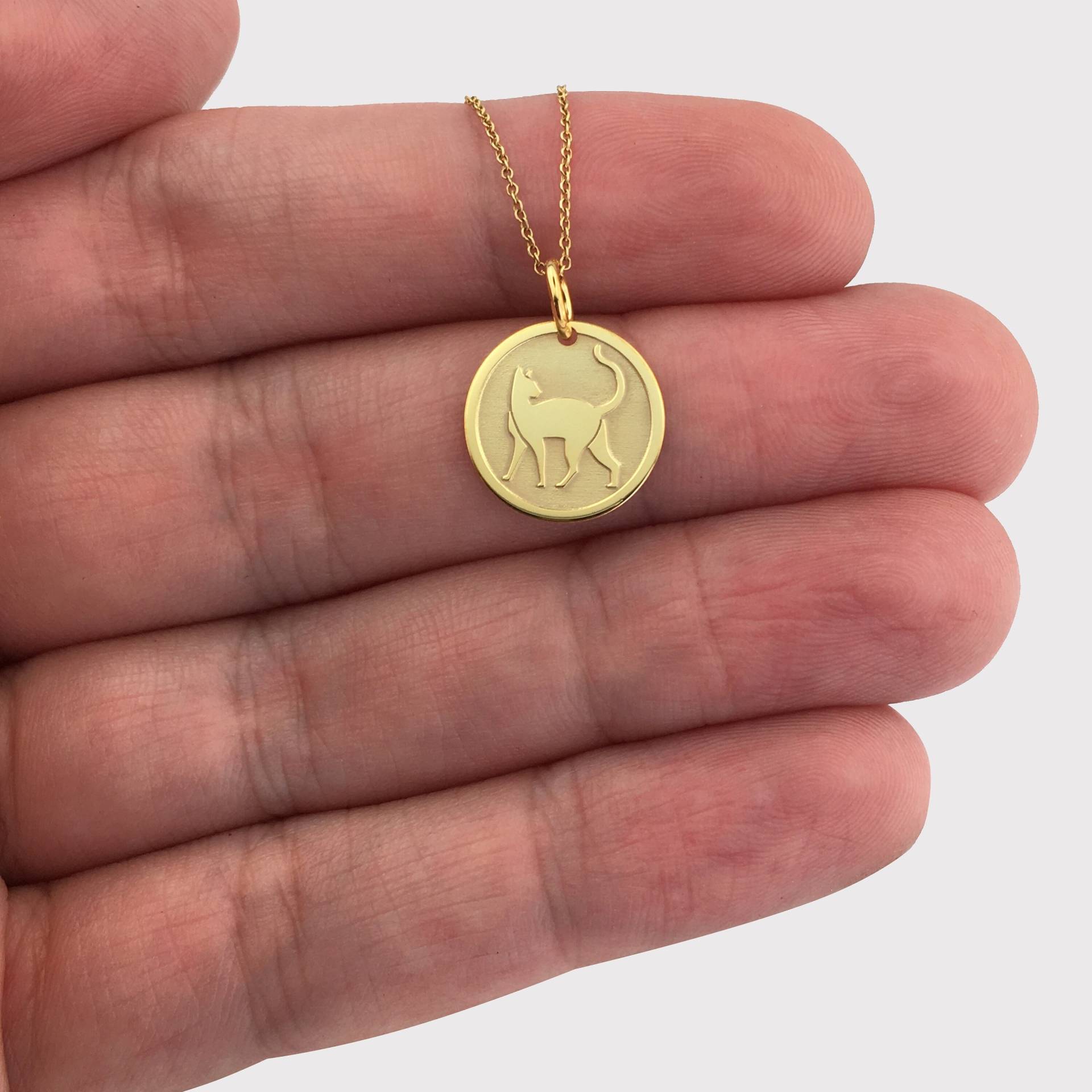 Echte 14K Solid Gold Katze Halskette, Personalisierte Anhänger, Zierliche Schmuck, Tier Feline Katzenliebhaber Anhänger von GoldCubeLab