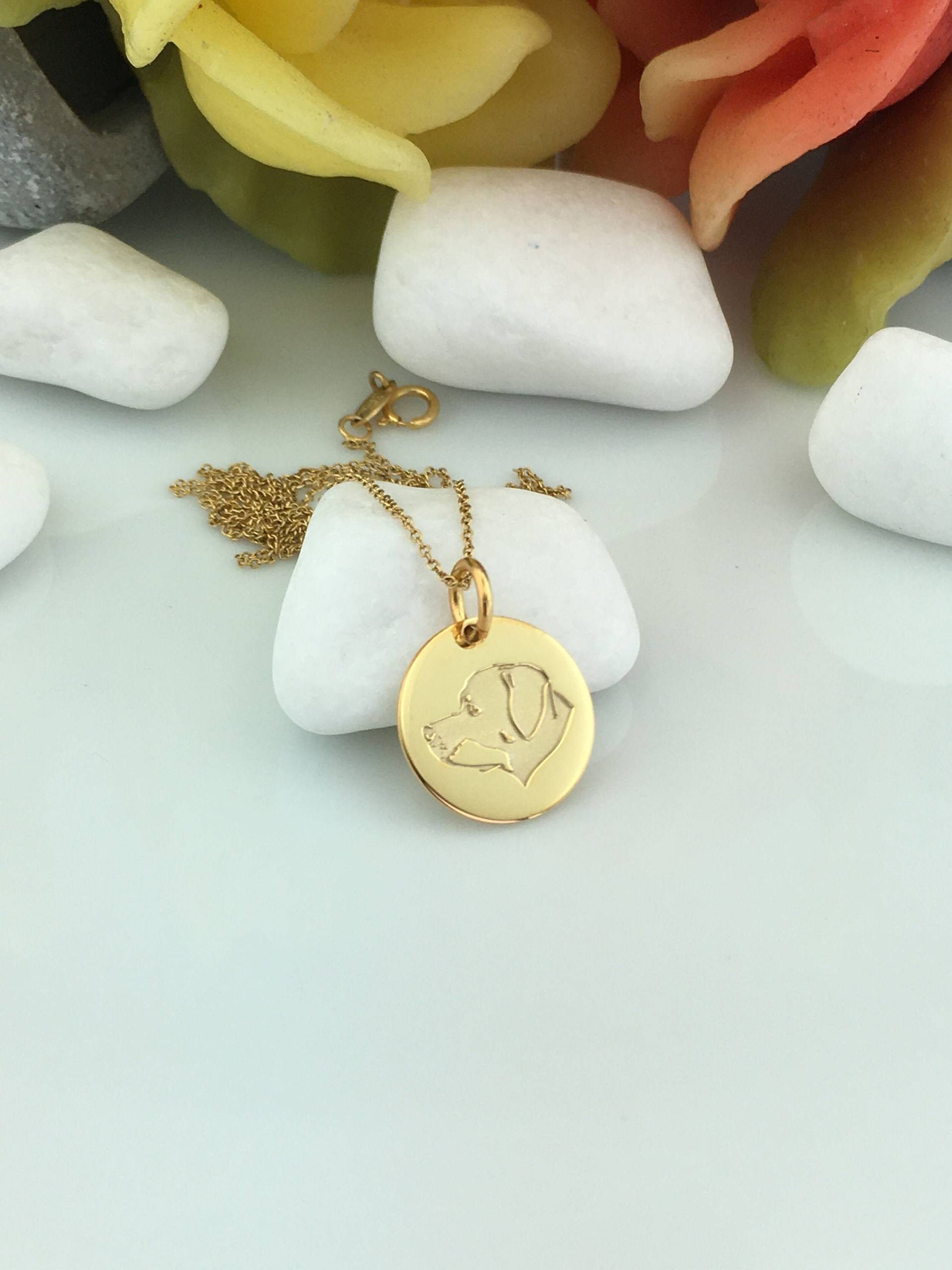 Echte 14K Solid Gold Rottweiler Halskette, Personalisierte Anhänger, Charm Münze Überlagert Haustier, Zierlicher Hundeschmuck Echte 14K Solid Gold Rottweiler Halskette, Personalisierte Anhänger, Charm Münze Überlagert Haustier, Zierlicher Hundeschmuck von GoldCubeLab