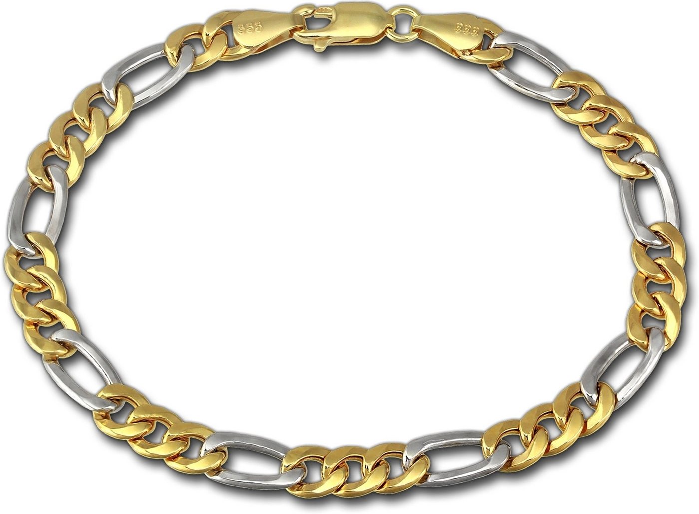 GoldDream Goldarmband GoldDream 8Karat Armband 19cm 333 Gold (Armband, Armband), Echtgold Armband (Figaro hohl) ca. 19cm, Gold, 333er Gelbgold und Weiß von GoldDream