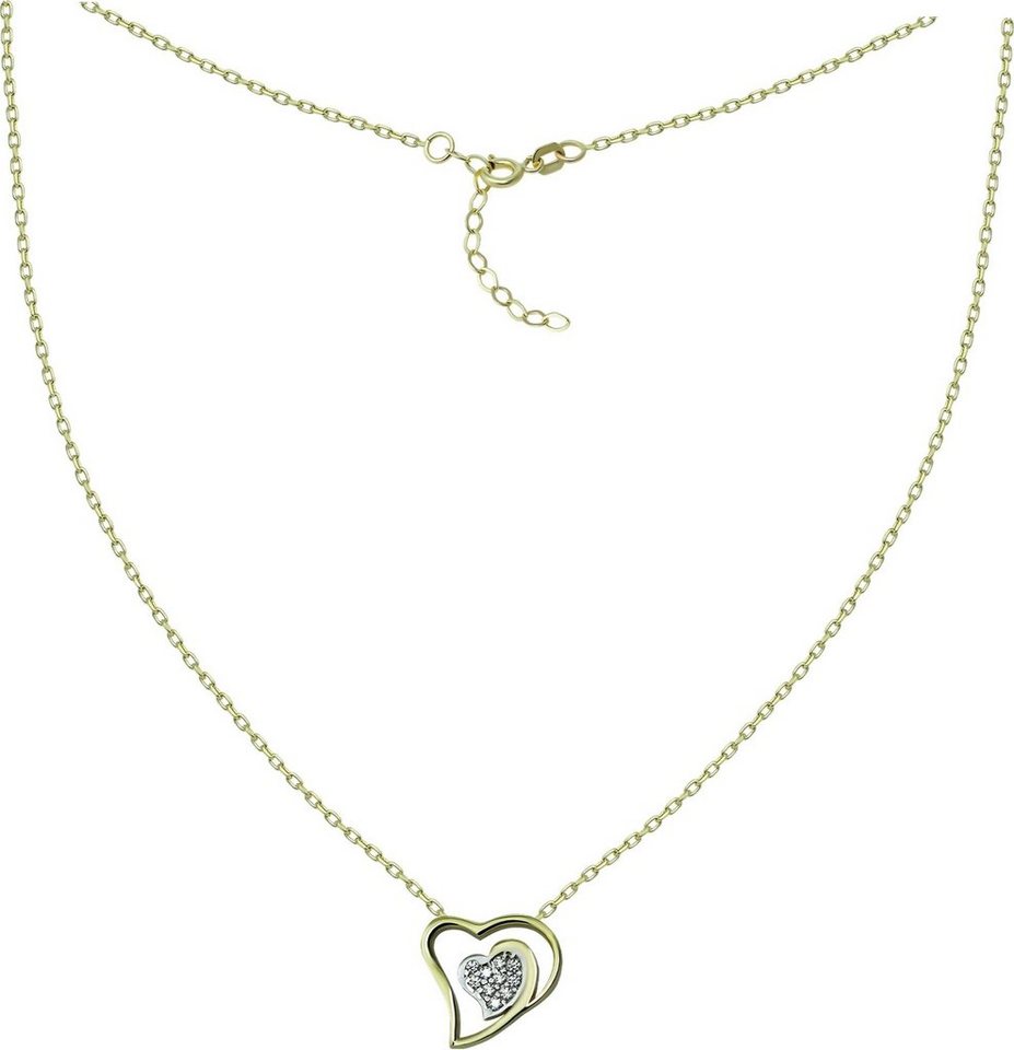 GoldDream Goldkette GoldDream Damen Colliers Halskette (Colliers, Collier), Damen Colliers Halskette (Doppelherz) 42cm bis 45cm, 333 Gelbgold - 8 von GoldDream