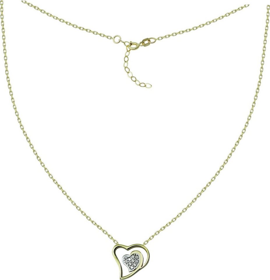 GoldDream Goldkette GoldDream Damen Colliers Halskette (Collier), Damen Colliers Halskette (Doppelherz) 42cm bis 45cm, 333 Gelbgold - 8 von GoldDream