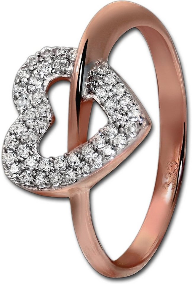 GoldDream Goldring GoldDream Ring Damen Gr. 58 Herz 8K (Fingerring), Damen Ring Echtgold, 333er Rosegold, rose, weiß, Herz von GoldDream