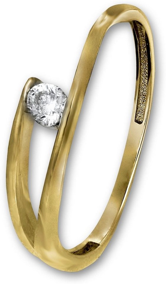 GoldDream Goldring GoldDream Gold Ring Zirkonia Gr.56 (Fingerring), Damen Ring Echtgold, 333er Gelbgold, gold, weiß, New von GoldDream