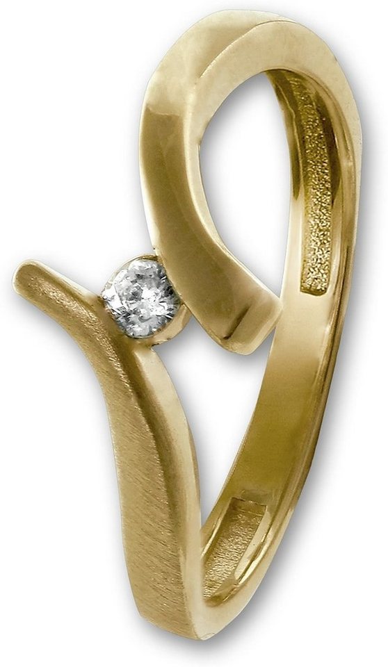 GoldDream Goldring GoldDream Gold Ring Wave Gr.58 (Fingerring), Damen Ring Echtgold, 333er Gelbgold gold, weiß Wave von GoldDream