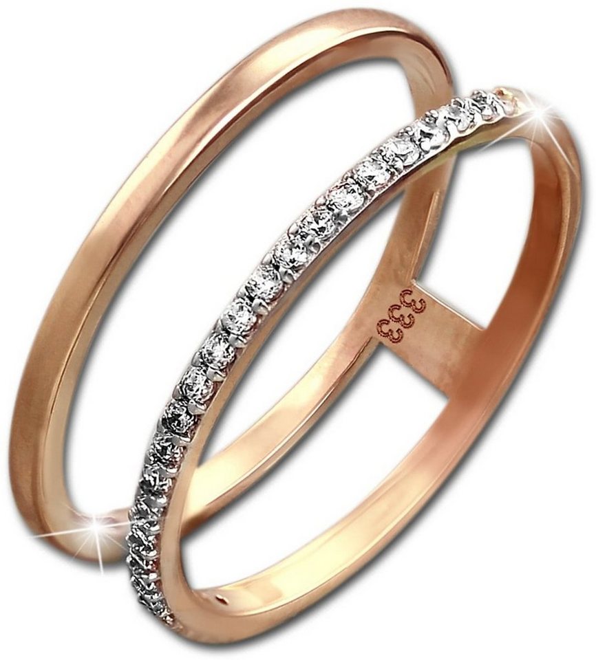 GoldDream Goldring GDR505EX GoldDream Doppel-Ring Gr.54-60 Gold 8K (Fingerring), Damen Ring aus 333 Rosegold - 8 Karat, Farbe: rose, weiß von GoldDream