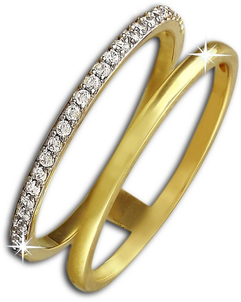 GoldDream Goldring GDR505YX GoldDream Doppel-Ring Gr.54-60 Gold 8K (Fingerring), Damen Ring aus 333 Gelbgold - 8 Karat, Farbe: gold, weiß von GoldDream