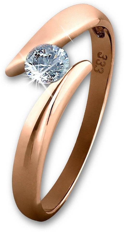 GoldDream Goldring GDR512EX GoldDream Rosegold Damenring Big CZ 8Kt (Fingerring), Damen Ring Big Zirkonia aus 333 Rosegold - 8 Karat, Farbe: rose, weiß von GoldDream