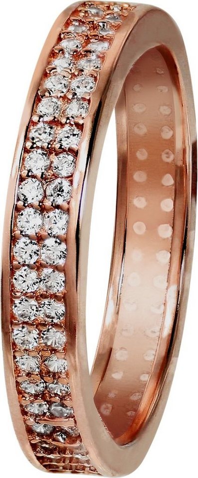 GoldDream Goldring GoldDream Damenring rosegold Zirkonia (Fingerring), Damen Ring 2-reihig Zirkonia aus 333 Rosegold - 8 Karat, Farbe: rose von GoldDream