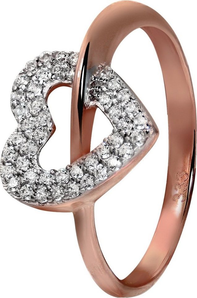 GoldDream Goldring GoldDream Herz Damen Ring rosegold (Fingerring), Damen Ring Herz aus 333 Rosegold - 8 Karat, Farbe: rose, weiß von GoldDream