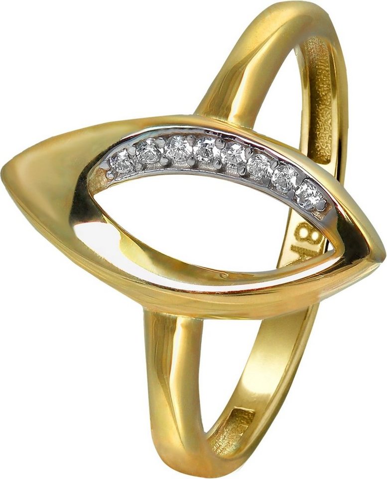 GoldDream Goldring GoldDream Gold Ring Leaf Gr.58 Zirkonia (Fingerring), Damen Ring Leaf aus 333 Gelbgold - 8 Karat, Farbe: gold, weiß von GoldDream