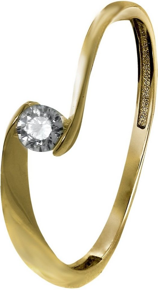 GoldDream Goldring GoldDream Gold Ring Welle Zirkonia Gr.58 (Fingerring), Damen Ring Welle 333 Gelbgold - 8 Karat, Farbe: gold, weiß von GoldDream