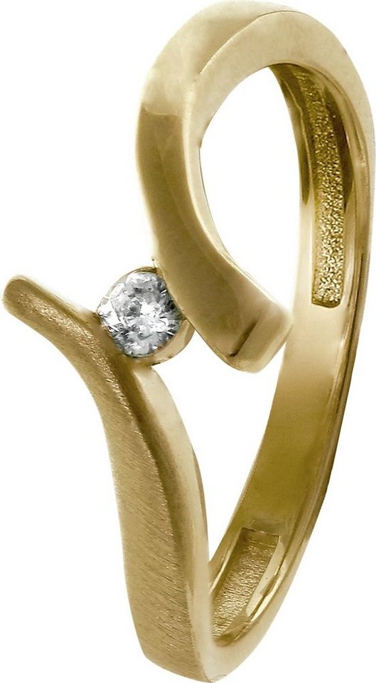 GoldDream Goldring GoldDream Gold Ring Wave Zirkonia Gr.58 (Fingerring), Damen Ring Wave 333 Gelbgold - 8 Karat, Farbe: gold, weiß von GoldDream