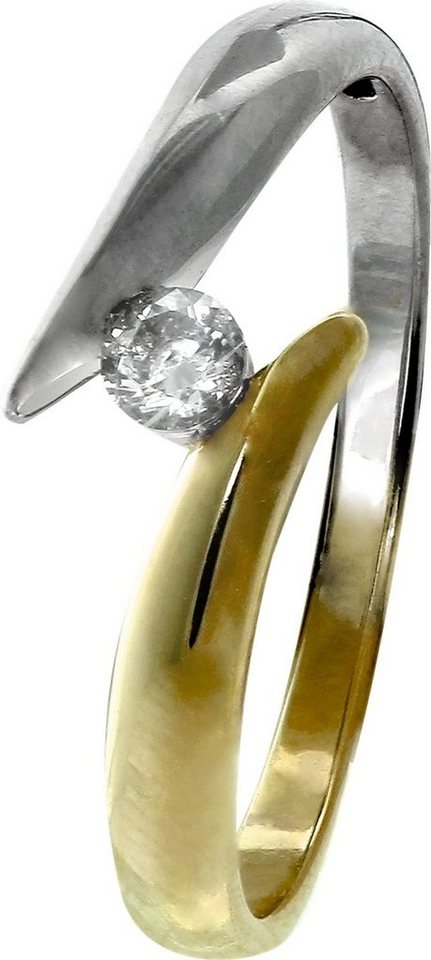 GoldDream Goldring GoldDream Gold Ring Bicolor Zirkonia 54 (Fingerring), Damen Ring Bicolor 333 Gelbgold - 8 Karat, 333 Weißgold - 8 Karat von GoldDream