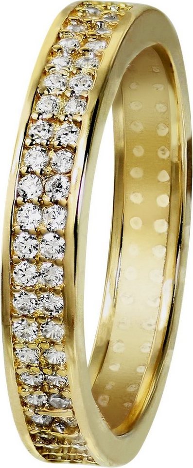 GoldDream Goldring GoldDream Damen Ring Gelbgold Zirkonia (Fingerring), Damen Ring 2-reihig Zirkonia aus 333 Gelbgold - 8 Karat, Farbe: gold von GoldDream